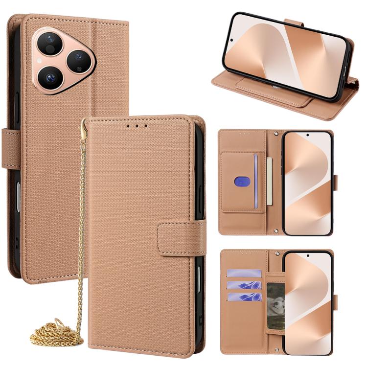 Crossbody Chain Triangle Leather Phone Case, For Huawei nova 15 Ultra, For Huawei nova 15 Pro, For Huawei nova 15, For Huawei Maimang 40 5G, For Huawei Pura 80 5G