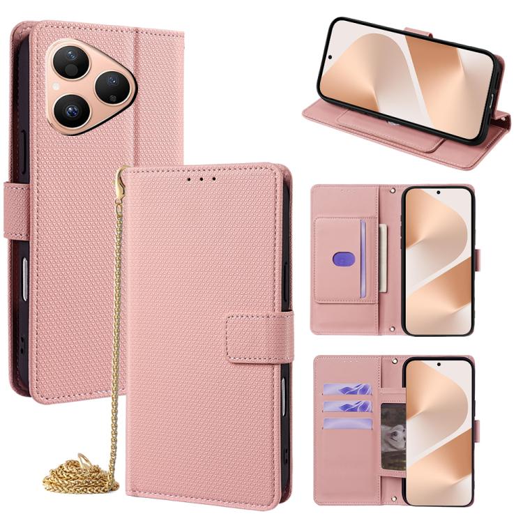Crossbody Chain Triangle Leather Phone Case, For Huawei nova 15 Ultra, For Huawei nova 15 Pro, For Huawei nova 15, For Huawei Maimang 40 5G, For Huawei Pura 80 5G