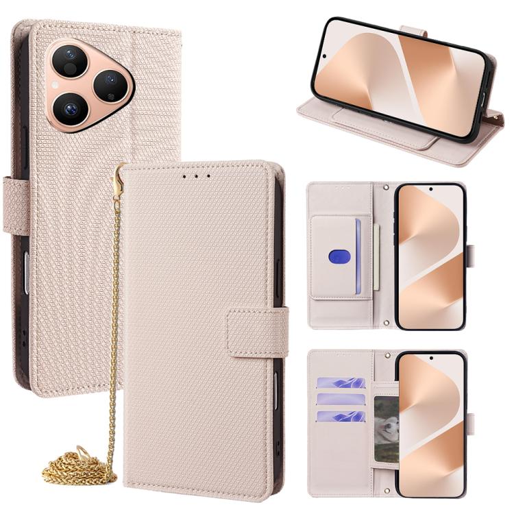 Crossbody Chain Triangle Leather Phone Case, For Huawei nova 15 Ultra, For Huawei nova 15 Pro, For Huawei nova 15, For Huawei Maimang 40 5G, For Huawei Pura 80 5G