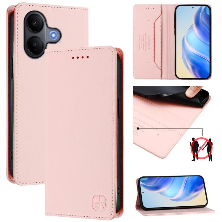 RC01 Dual-Folded Magnetic Suction RFID Leather Phone Case, For vivo V60 Lite 4G / 5G