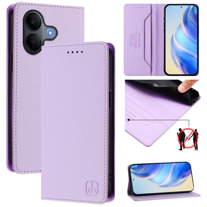 RC01 Dual-Folded Magnetic Suction RFID Leather Phone Case, For vivo V60 Lite 4G / 5G