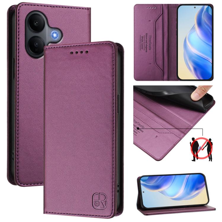RC01 Dual-Folded Magnetic Suction RFID Leather Phone Case, For vivo V60 Lite 4G / 5G