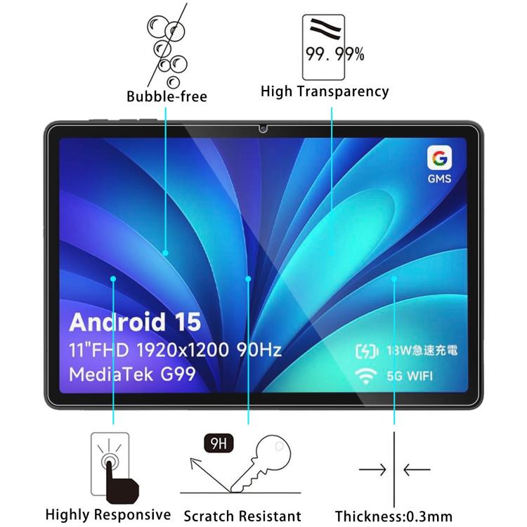 Clear tempered glass screen protector with 9H scratch-resistant and 0.3mm thickness