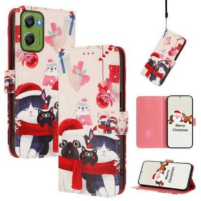 Christmas Series Buckle Leather Phone Case with Hand Strap, For Motorola Moto G67 Power 5G, For Motorola Edge 70 5G, For Motorola Moto G06 4G