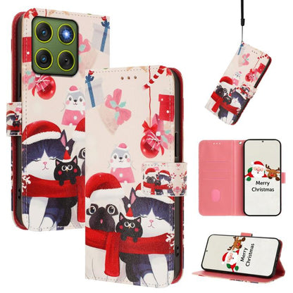 Christmas Series Buckle Leather Phone Case with Hand Strap, For Motorola Moto G67 Power 5G, For Motorola Edge 70 5G, For Motorola Moto G06 4G