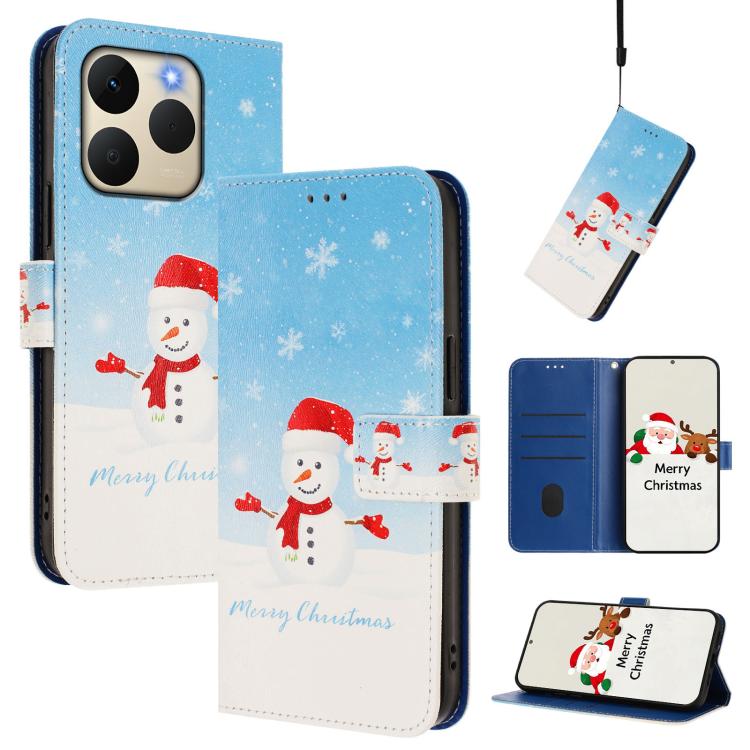 Christmas Series Buckle Leather Phone Case with Hand Strap, For Realme C71 4G India / Note 70 4G, For Realme C85 5G / 15x 5G India, For Realme P4 Pro 5G, For Realme P4 5G, For Realme 15T 5G Global, For Realme 15 / 15 Pro 5G Global                      ...