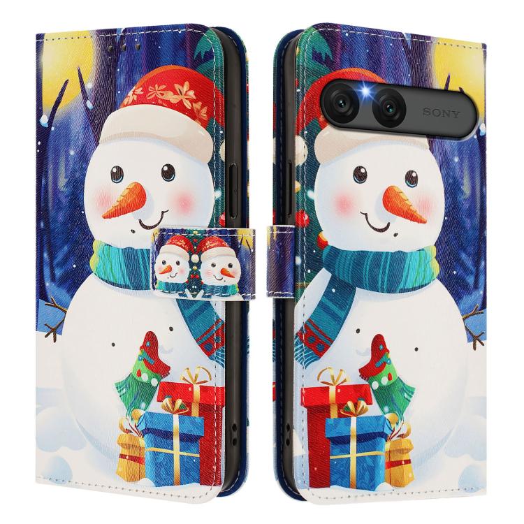 Christmas Series Buckle Leather Phone Case with Hand Strap, For Sony Xperia 10 VII