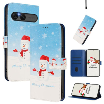 Christmas Series Buckle Leather Phone Case with Hand Strap, For Sony Xperia 10 VII