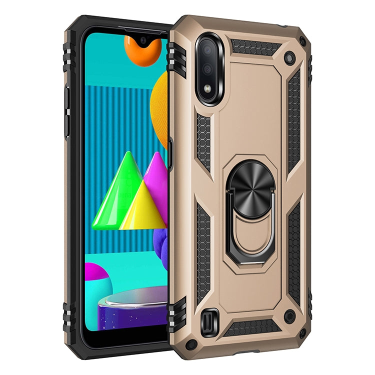 Shockproof phone case with rotating metal ring, rugged gold TPU+PC shell