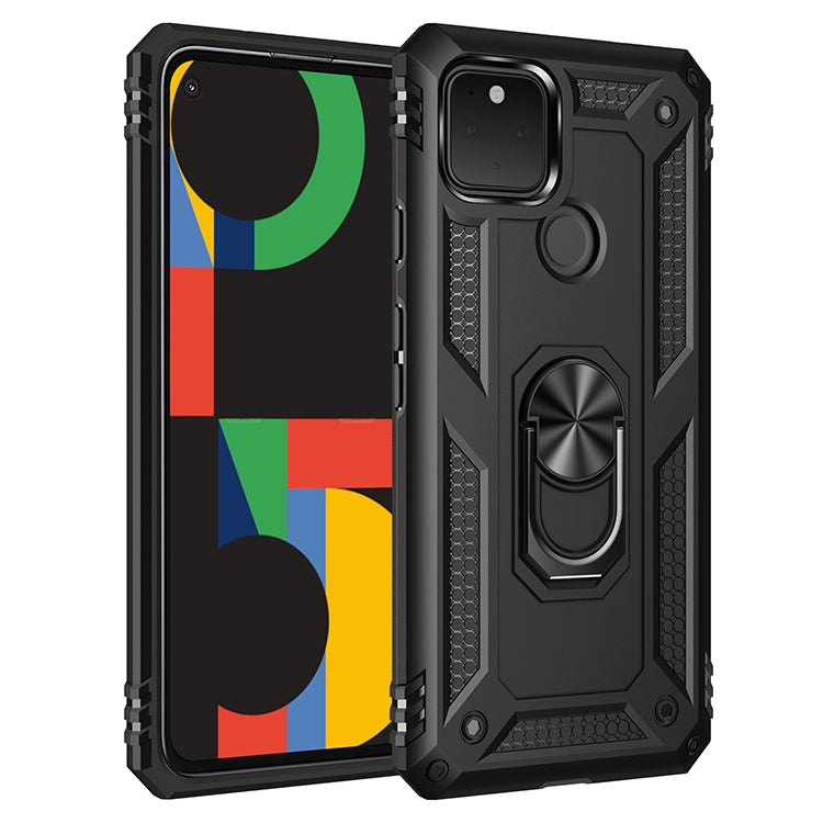 Matte black rugged shockproof phone case with rotating ring holder, TPU + PC protection