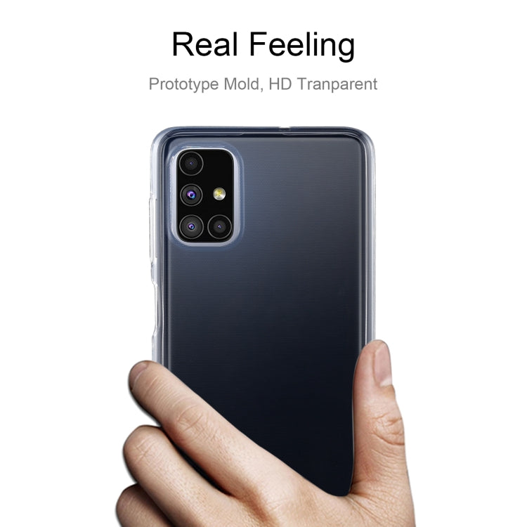 Clear TPU phone case on smartphone, back view with camera cutout