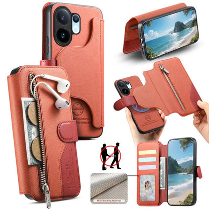 Twill Fabric MagSafe RFID Anti-theft Zipper Wallet Leather Phone Case, For vivo V70 5G / V70 Lite / S50, For vivo V60 Lite, For vivo V60 5G, For vivo S30 Pro mini, For vivo S30