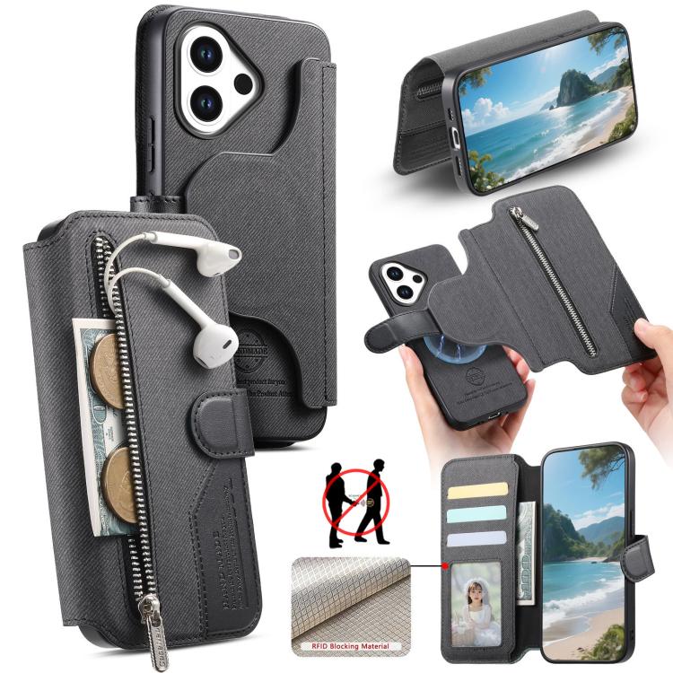 Twill Fabric MagSafe RFID Anti-theft Zipper Wallet Leather Phone Case, For vivo V70 5G / V70 Lite / S50, For vivo V60 Lite, For vivo V60 5G, For vivo S30 Pro mini, For vivo S30