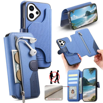 Twill Fabric MagSafe RFID Anti-theft Zipper Wallet Leather Phone Case, For vivo V70 5G / V70 Lite / S50, For vivo V60 Lite, For vivo V60 5G, For vivo S30 Pro mini, For vivo S30