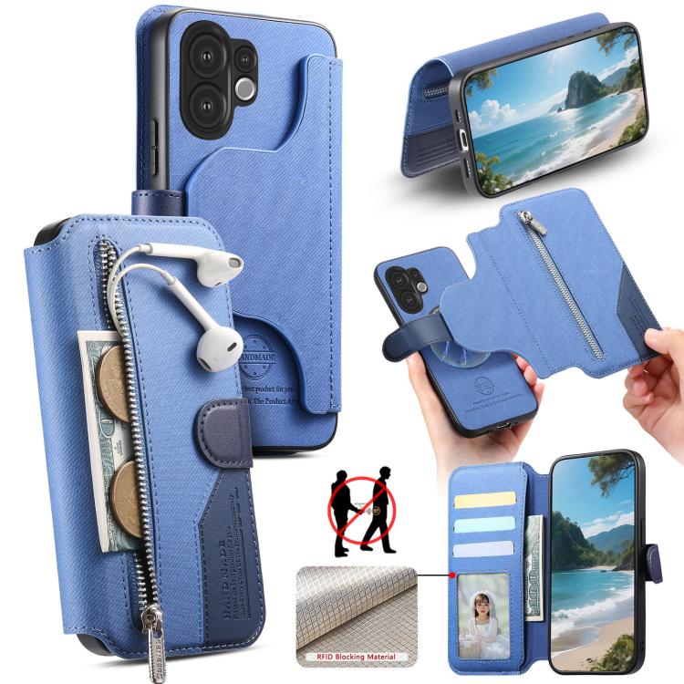 Twill Fabric MagSafe RFID Anti-theft Zipper Wallet Leather Phone Case, For vivo V70 5G / V70 Lite / S50, For vivo V60 Lite, For vivo V60 5G, For vivo S30 Pro mini, For vivo S30