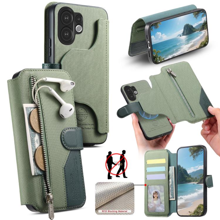 Twill Fabric MagSafe RFID Anti-theft Zipper Wallet Leather Phone Case, For vivo V70 5G / V70 Lite / S50, For vivo V60 Lite, For vivo V60 5G, For vivo S30 Pro mini, For vivo S30
