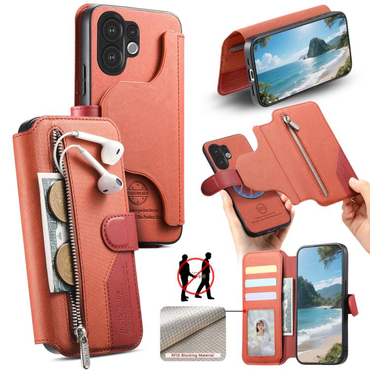 Twill Fabric MagSafe RFID Anti-theft Zipper Wallet Leather Phone Case, For vivo V70 5G / V70 Lite / S50, For vivo V60 Lite, For vivo V60 5G, For vivo S30 Pro mini, For vivo S30