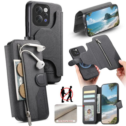 Twill Fabric MagSafe RFID Anti-theft Zipper Wallet Leather Phone Case, For vivo V70 5G / V70 Lite / S50, For vivo V60 Lite, For vivo V60 5G, For vivo S30 Pro mini, For vivo S30