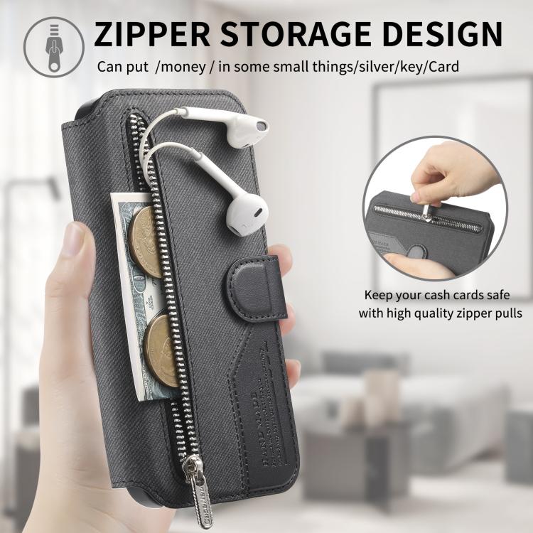 Twill Fabric MagSafe RFID Anti-theft Zipper Wallet Leather Phone Case, For vivo V70 5G / V70 Lite / S50, For vivo V60 Lite, For vivo V60 5G, For vivo S30 Pro mini, For vivo S30
