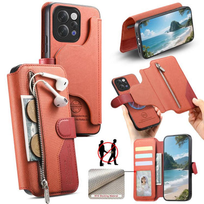 Twill Fabric MagSafe RFID Anti-theft Zipper Wallet Leather Phone Case, For vivo V70 5G / V70 Lite / S50, For vivo V60 Lite, For vivo V60 5G, For vivo S30 Pro mini, For vivo S30