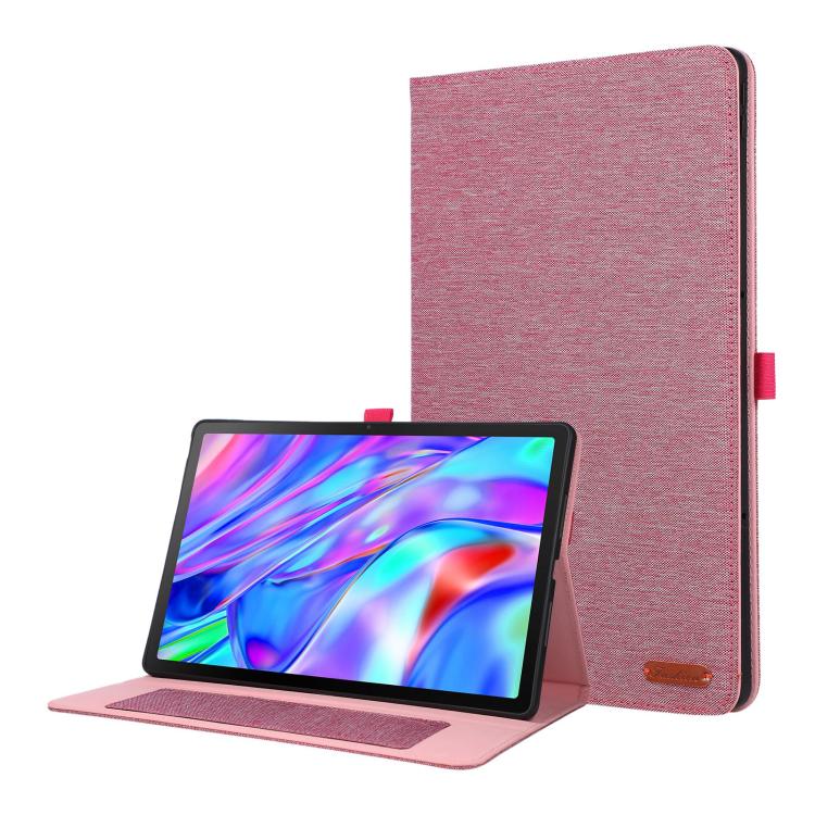 Pink flip tablet case with stand, textured cover, tablet screen opening