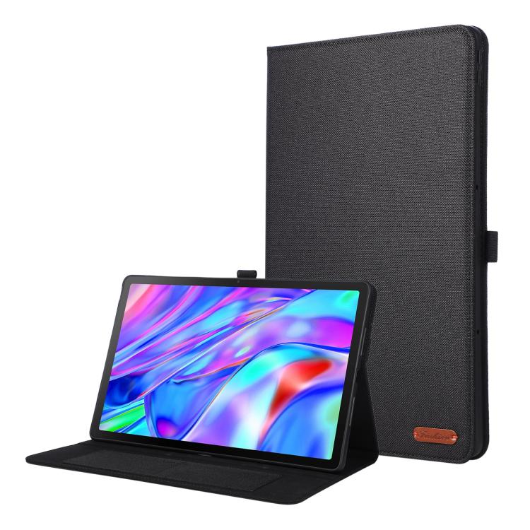 Black flip tablet case with stand, textured cover, tablet screen opening