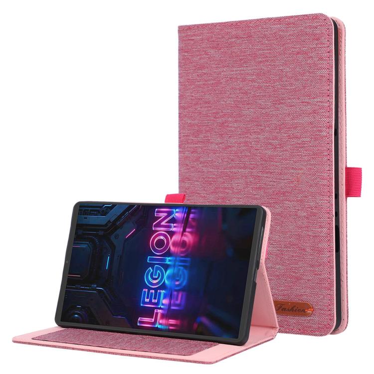 Pink flip tablet case with stand, textured cover, cutout for ports