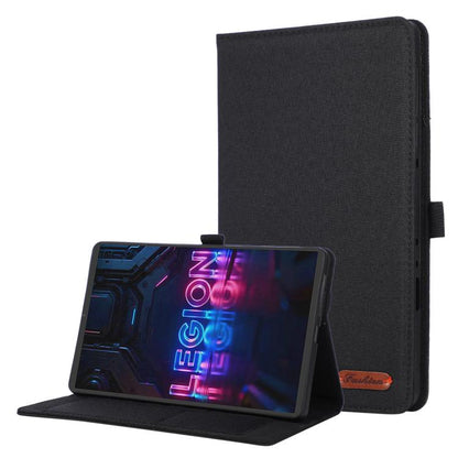 Black flip tablet case with stand, textured cover, cutout for ports