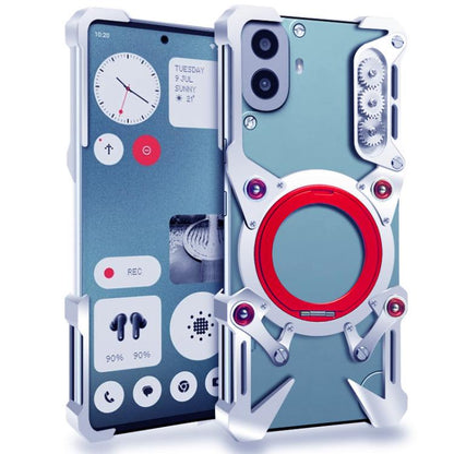 Rotating Bracket Hollow Metal Phone Case with Lanyard, For Nothing Phone 4b, For Nothing Phone 4a Pro, For Nothing Phone 4a, For Nothing Phone 3a Lite, For Nothing Phone 3, For Nothing CMF Phone 2 Pro, For Nothing Phone 3a, For Nothing Phone 3a Pro    ...