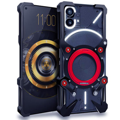 Rotating Bracket Hollow Metal Phone Case with Lanyard, For Nothing Phone 4b, For Nothing Phone 4a Pro, For Nothing Phone 4a, For Nothing Phone 3a Lite, For Nothing Phone 3, For Nothing CMF Phone 2 Pro, For Nothing Phone 3a, For Nothing Phone 3a Pro    ...