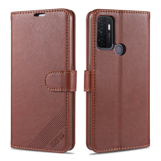 Brown flip wallet leather case with card holder and stitched strap for phone