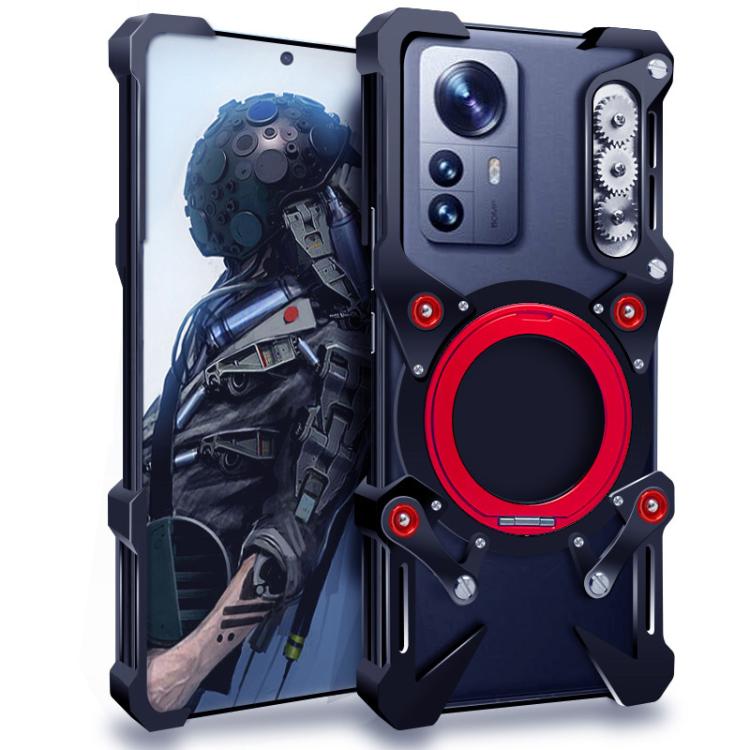 Rotating Bracket Hollow Metal Phone Case with Lanyard, For Xiaomi 12 Pro / 12S Pro