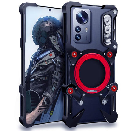 Rotating Bracket Hollow Metal Phone Case with Lanyard, For Xiaomi 12 Pro / 12S Pro