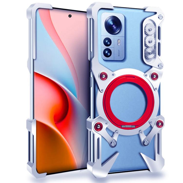Rotating Bracket Hollow Metal Phone Case with Lanyard, For Xiaomi 12 Pro / 12S Pro