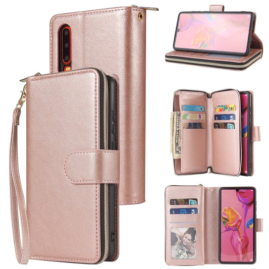 Zipper Wallet Bag Horizontal Flip PU Leather Case with Holder & 9 Card Slots & Wallet & Lanyard & Photo Frame, For Huawei P30, For Huawei P30 Lite, For Huawei P30 Pro, For Huawei P40, For Huawei P40 Lite, For Huawei P40 Pro, For Huawei P40 Pro+