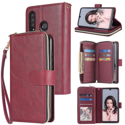 Zipper Wallet Bag Horizontal Flip PU Leather Case with Holder & 9 Card Slots & Wallet & Lanyard & Photo Frame, For Huawei P30, For Huawei P30 Lite, For Huawei P30 Pro, For Huawei P40, For Huawei P40 Lite, For Huawei P40 Pro, For Huawei P40 Pro+        ...