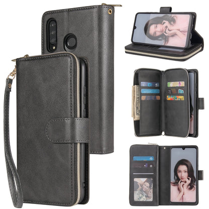 Zipper Wallet Bag Horizontal Flip PU Leather Case with Holder & 9 Card Slots & Wallet & Lanyard & Photo Frame, For Huawei P30, For Huawei P30 Lite, For Huawei P30 Pro, For Huawei P40, For Huawei P40 Lite, For Huawei P40 Pro, For Huawei P40 Pro+        ...