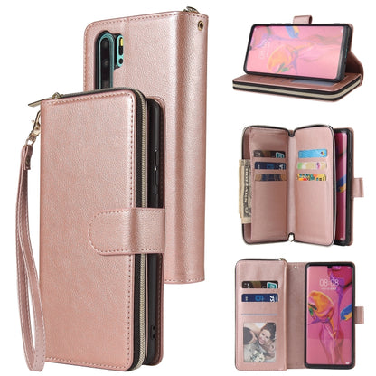 Zipper Wallet Bag Horizontal Flip PU Leather Case with Holder & 9 Card Slots & Wallet & Lanyard & Photo Frame, For Huawei P30, For Huawei P30 Lite, For Huawei P30 Pro, For Huawei P40, For Huawei P40 Lite, For Huawei P40 Pro, For Huawei P40 Pro+        ...