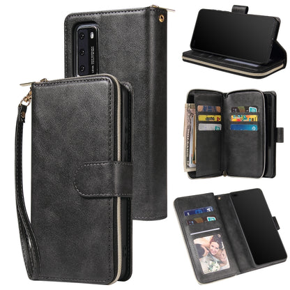 Zipper Wallet Bag Horizontal Flip PU Leather Case with Holder & 9 Card Slots & Wallet & Lanyard & Photo Frame, For Huawei P30, For Huawei P30 Lite, For Huawei P30 Pro, For Huawei P40, For Huawei P40 Lite, For Huawei P40 Pro, For Huawei P40 Pro+        ...