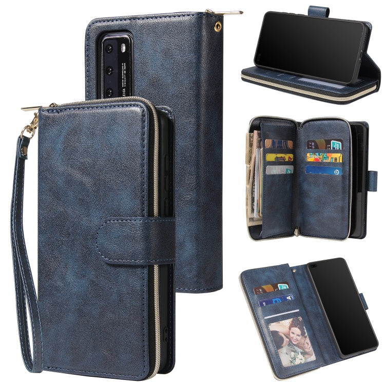 Zipper Wallet Bag Horizontal Flip PU Leather Case with Holder & 9 Card Slots & Wallet & Lanyard & Photo Frame, For Huawei P30, For Huawei P30 Lite, For Huawei P30 Pro, For Huawei P40, For Huawei P40 Lite, For Huawei P40 Pro, For Huawei P40 Pro+        ...