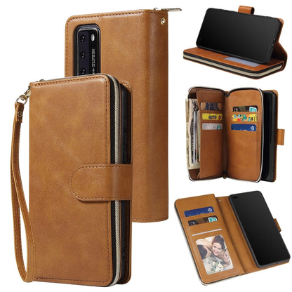Zipper Wallet Bag Horizontal Flip PU Leather Case with Holder & 9 Card Slots & Wallet & Lanyard & Photo Frame, For Huawei P30, For Huawei P30 Lite, For Huawei P30 Pro, For Huawei P40, For Huawei P40 Lite, For Huawei P40 Pro, For Huawei P40 Pro+        ...
