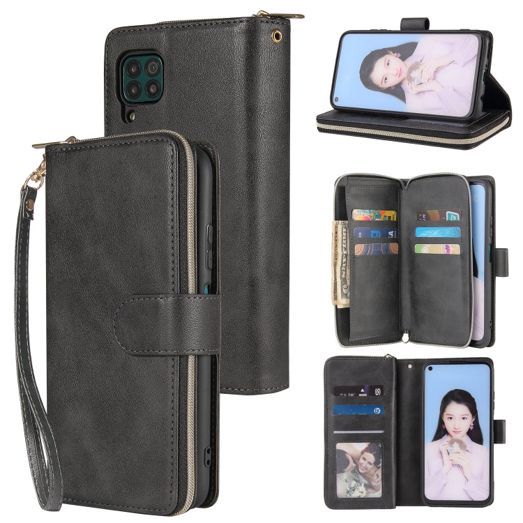Zipper Wallet Bag Horizontal Flip PU Leather Case with Holder & 9 Card Slots & Wallet & Lanyard & Photo Frame, For Huawei P30, For Huawei P30 Lite, For Huawei P30 Pro, For Huawei P40, For Huawei P40 Lite, For Huawei P40 Pro, For Huawei P40 Pro+        ...