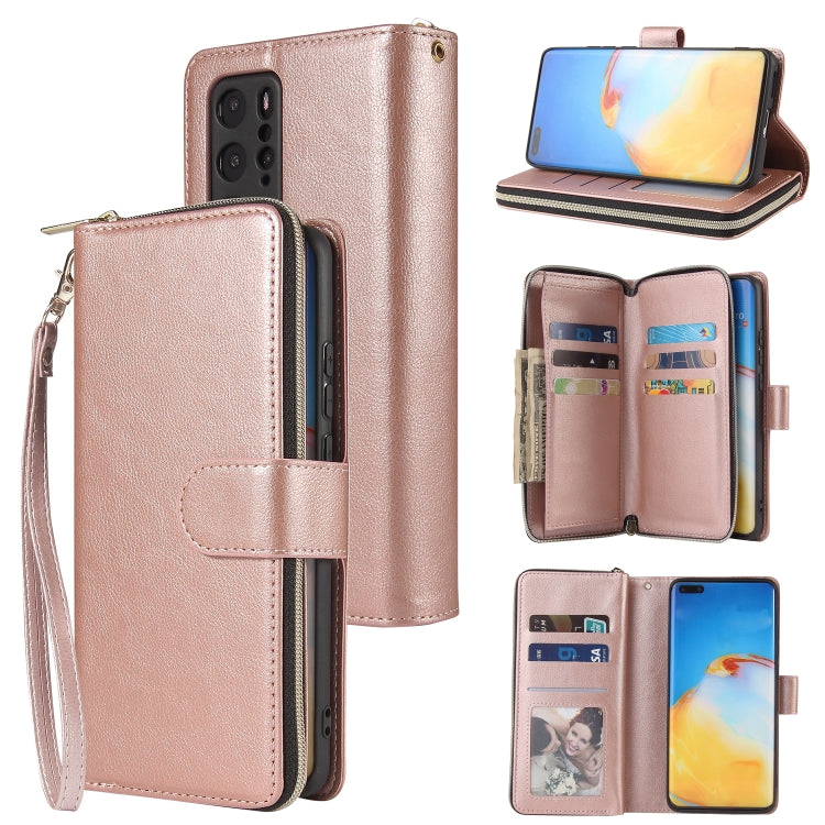 Zipper Wallet Bag Horizontal Flip PU Leather Case with Holder & 9 Card Slots & Wallet & Lanyard & Photo Frame, For Huawei P30, For Huawei P30 Lite, For Huawei P30 Pro, For Huawei P40, For Huawei P40 Lite, For Huawei P40 Pro, For Huawei P40 Pro+        ...