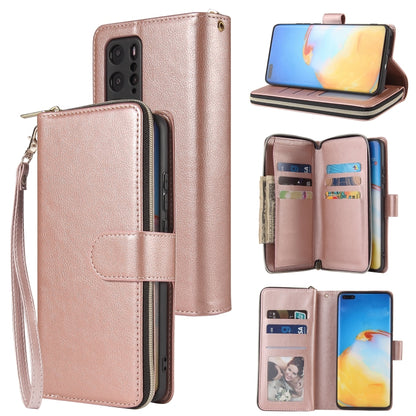 Zipper Wallet Bag Horizontal Flip PU Leather Case with Holder & 9 Card Slots & Wallet & Lanyard & Photo Frame, For Huawei P30, For Huawei P30 Lite, For Huawei P30 Pro, For Huawei P40, For Huawei P40 Lite, For Huawei P40 Pro, For Huawei P40 Pro+        ...