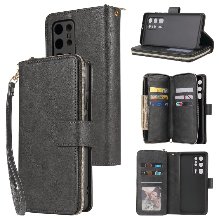 Zipper Wallet Bag Horizontal Flip PU Leather Case with Holder & 9 Card Slots & Wallet & Lanyard & Photo Frame, For Huawei P30, For Huawei P30 Lite, For Huawei P30 Pro, For Huawei P40, For Huawei P40 Lite, For Huawei P40 Pro, For Huawei P40 Pro+        ...