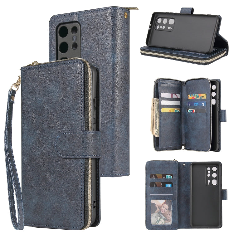 Zipper Wallet Bag Horizontal Flip PU Leather Case with Holder & 9 Card Slots & Wallet & Lanyard & Photo Frame, For Huawei P30, For Huawei P30 Lite, For Huawei P30 Pro, For Huawei P40, For Huawei P40 Lite, For Huawei P40 Pro, For Huawei P40 Pro+        ...