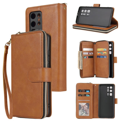 Zipper Wallet Bag Horizontal Flip PU Leather Case with Holder & 9 Card Slots & Wallet & Lanyard & Photo Frame, For Huawei P30, For Huawei P30 Lite, For Huawei P30 Pro, For Huawei P40, For Huawei P40 Lite, For Huawei P40 Pro, For Huawei P40 Pro+        ...