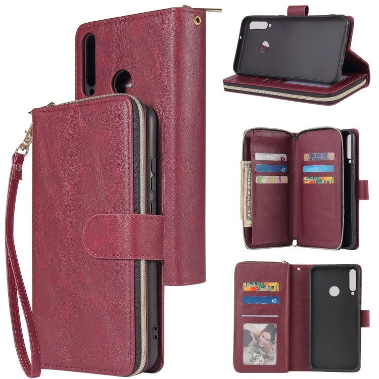 Zipper Wallet Bag Horizontal Flip PU Leather Case with Holder & 9 Card Slots & Wallet & Lanyard & Photo Frame, For Huawei P30, For Huawei P30 Lite, For Huawei P30 Pro, For Huawei P40, For Huawei P40 Lite, For Huawei P40 Pro, For Huawei P40 Pro+        ...