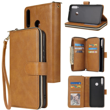Zipper Wallet Bag Horizontal Flip PU Leather Case with Holder & 9 Card Slots & Wallet & Lanyard & Photo Frame, For Huawei P30, For Huawei P30 Lite, For Huawei P30 Pro, For Huawei P40, For Huawei P40 Lite, For Huawei P40 Pro, For Huawei P40 Pro+        ...