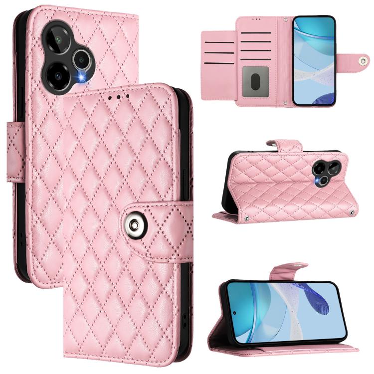 Rhombic Texture Flip Leather Phone Case with Lanyard, For Cricket Icon Plus 2026 / Icon 7 5G